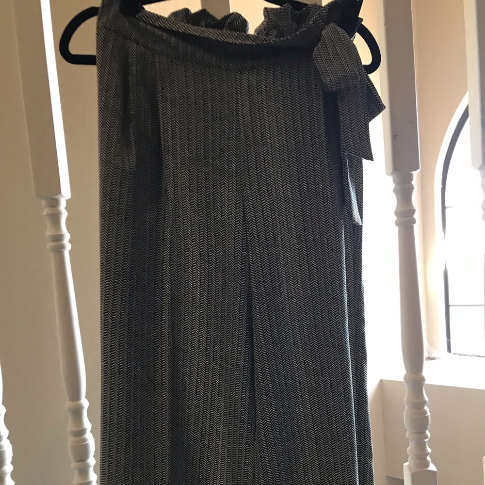 Side tie chevron culotte dress pants